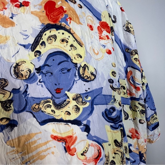 Vintage Jams World Blue and Orange Thailand Eastern Abstract Shirt XL - Picture 4 of 9